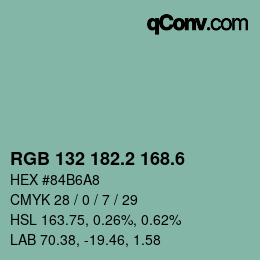 カラーコード: RGB 132 182.2 168.6 | qconv.com