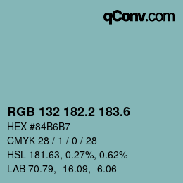 カラーコード: RGB 132 182.2 183.6 | qconv.com
