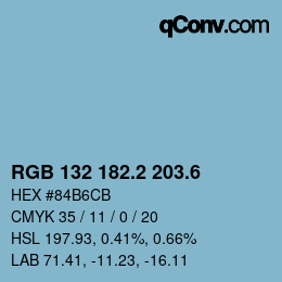 カラーコード: RGB 132 182.2 203.6 | qconv.com