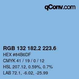 カラーコード: RGB 132 182.2 223.6 | qconv.com