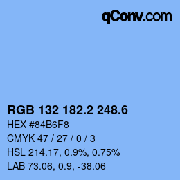 カラーコード: RGB 132 182.2 248.6 | qconv.com