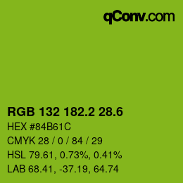 カラーコード: RGB 132 182.2 28.6 | qconv.com