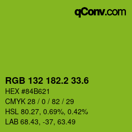 カラーコード: RGB 132 182.2 33.6 | qconv.com