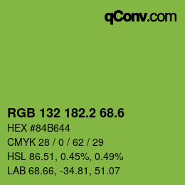 カラーコード: RGB 132 182.2 68.6 | qconv.com