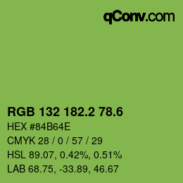 カラーコード: RGB 132 182.2 78.6 | qconv.com
