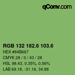 カラーコード: RGB 132 182.6 103.6 | qconv.com
