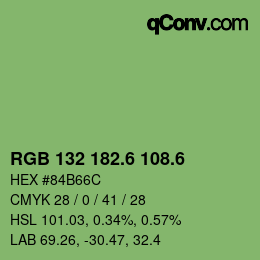カラーコード: RGB 132 182.6 108.6 | qconv.com