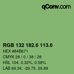 カラーコード: RGB 132 182.6 113.6 | qconv.com