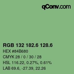 カラーコード: RGB 132 182.6 128.6 | qconv.com