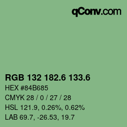 カラーコード: RGB 132 182.6 133.6 | qconv.com