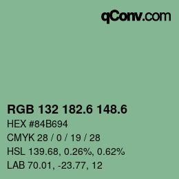 カラーコード: RGB 132 182.6 148.6 | qconv.com