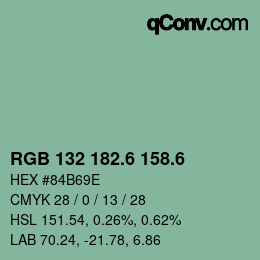 カラーコード: RGB 132 182.6 158.6 | qconv.com