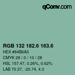 カラーコード: RGB 132 182.6 163.6 | qconv.com