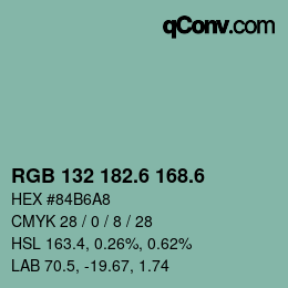 カラーコード: RGB 132 182.6 168.6 | qconv.com