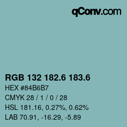 カラーコード: RGB 132 182.6 183.6 | qconv.com