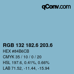 カラーコード: RGB 132 182.6 203.6 | qconv.com