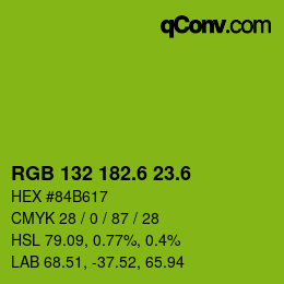 カラーコード: RGB 132 182.6 23.6 | qconv.com