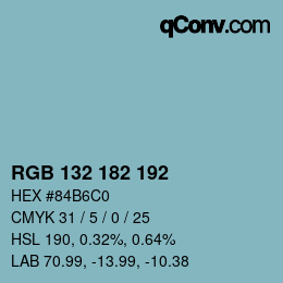カラーコード: RGB 132 182 192 | qconv.com
