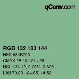 カラーコード: RGB 132 183 144 | qconv.com