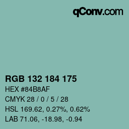 Farbcode: RGB 132 184 175 | qconv.com