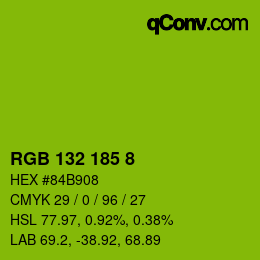 Color code: RGB 132 185 8 | qconv.com