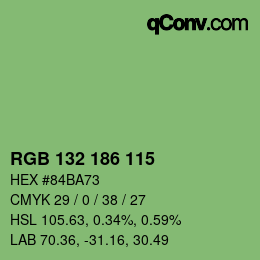 颜色代码: RGB 132 186 115 | qconv.com