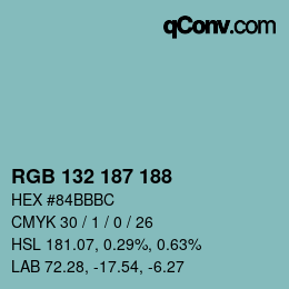 Color code: RGB 132 187 188 | qconv.com