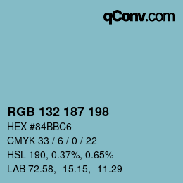 Color code: RGB 132 187 198 | qconv.com