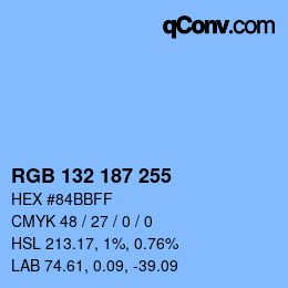 Color code: RGB 132 187 255 | qconv.com