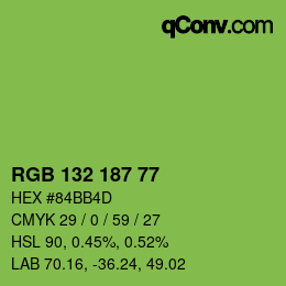 Color code: RGB 132 187 77 | qconv.com
