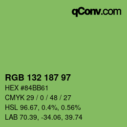 Color code: RGB 132 187 97 | qconv.com