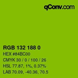 カラーコード: RGB 132 188 0 | qconv.com