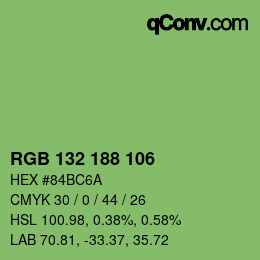 Color code: RGB 132 188 106 | qconv.com