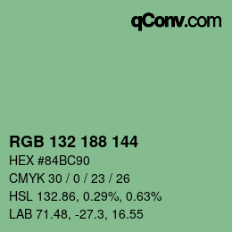 Color code: RGB 132 188 144 | qconv.com