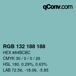 Color code: RGB 132 188 188 | qconv.com