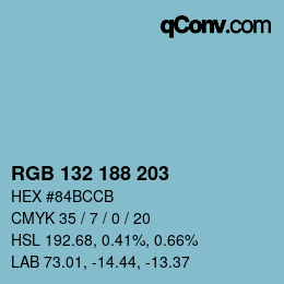 Color code: RGB 132 188 203 | qconv.com