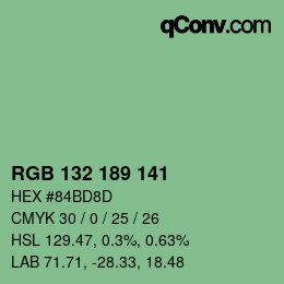 カラーコード: RGB 132 189 141 | qconv.com