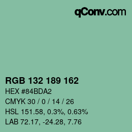 Color code: RGB 132 189 162 | qconv.com