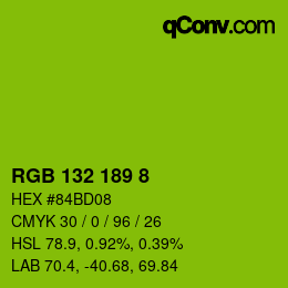 Color code: RGB 132 189 8 | qconv.com
