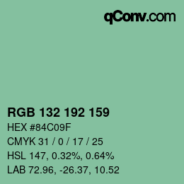 Color code: RGB 132 192 159 | qconv.com
