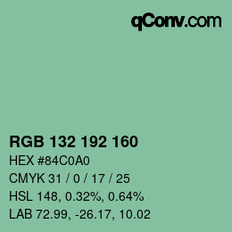 Color code: RGB 132 192 160 | qconv.com