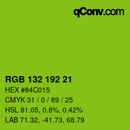 カラーコード: RGB 132 192 21 | qconv.com