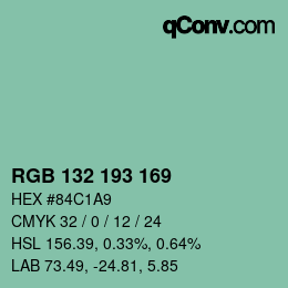 Color code: RGB 132 193 169 | qconv.com