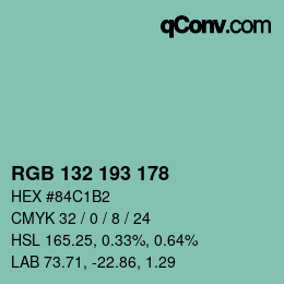 Color code: RGB 132 193 178 | qconv.com