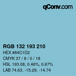 Color code: RGB 132 193 210 | qconv.com