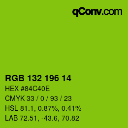 Farbcode: RGB 132 196 14 | qconv.com