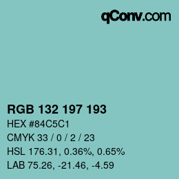 Color code: RGB 132 197 193 | qconv.com