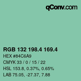 カラーコード: RGB 132 198.4 169.4 | qconv.com
