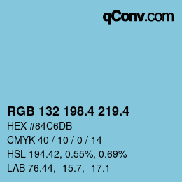 カラーコード: RGB 132 198.4 219.4 | qconv.com