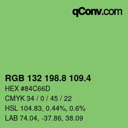 カラーコード: RGB 132 198.8 109.4 | qconv.com